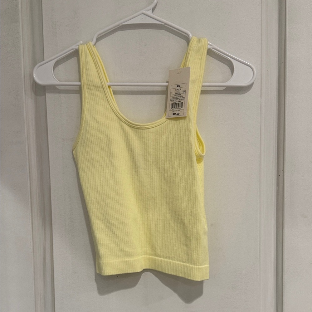 a new day Light Yellow Ribbed Tank Top